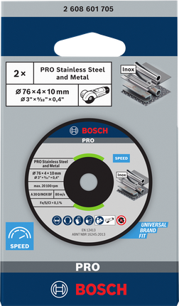 Bosch不銹鋼和金屬研磨盤 76x4x10mm。